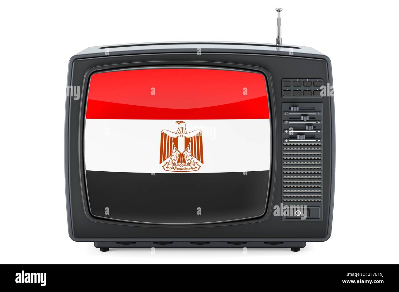 Egyptian Television concept. TV set with flag of Egypt. 3D rendering