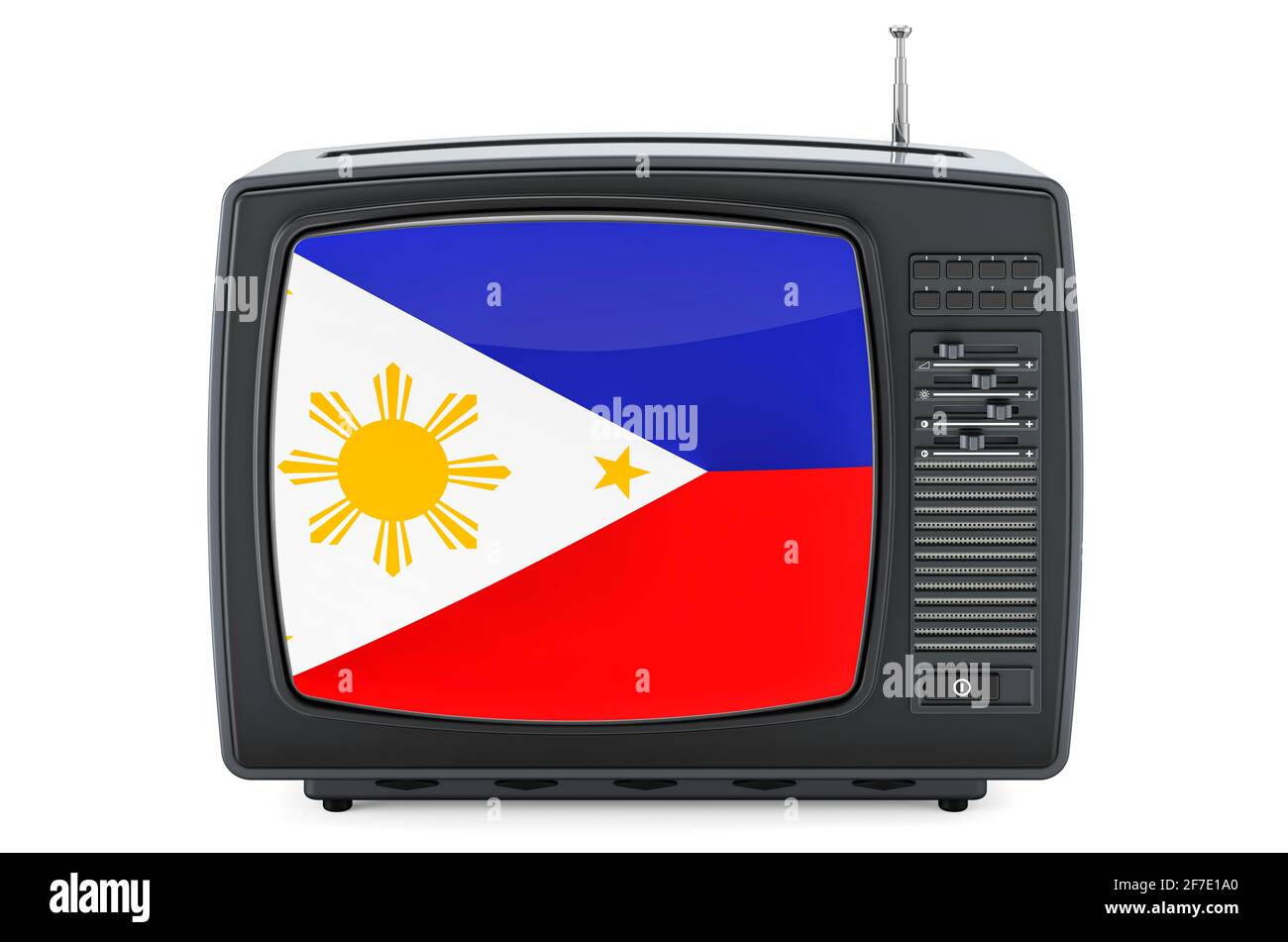 Filipino Television concept. TV set with flag of Philippines. 3D rendering isolated on white background Stock Photo