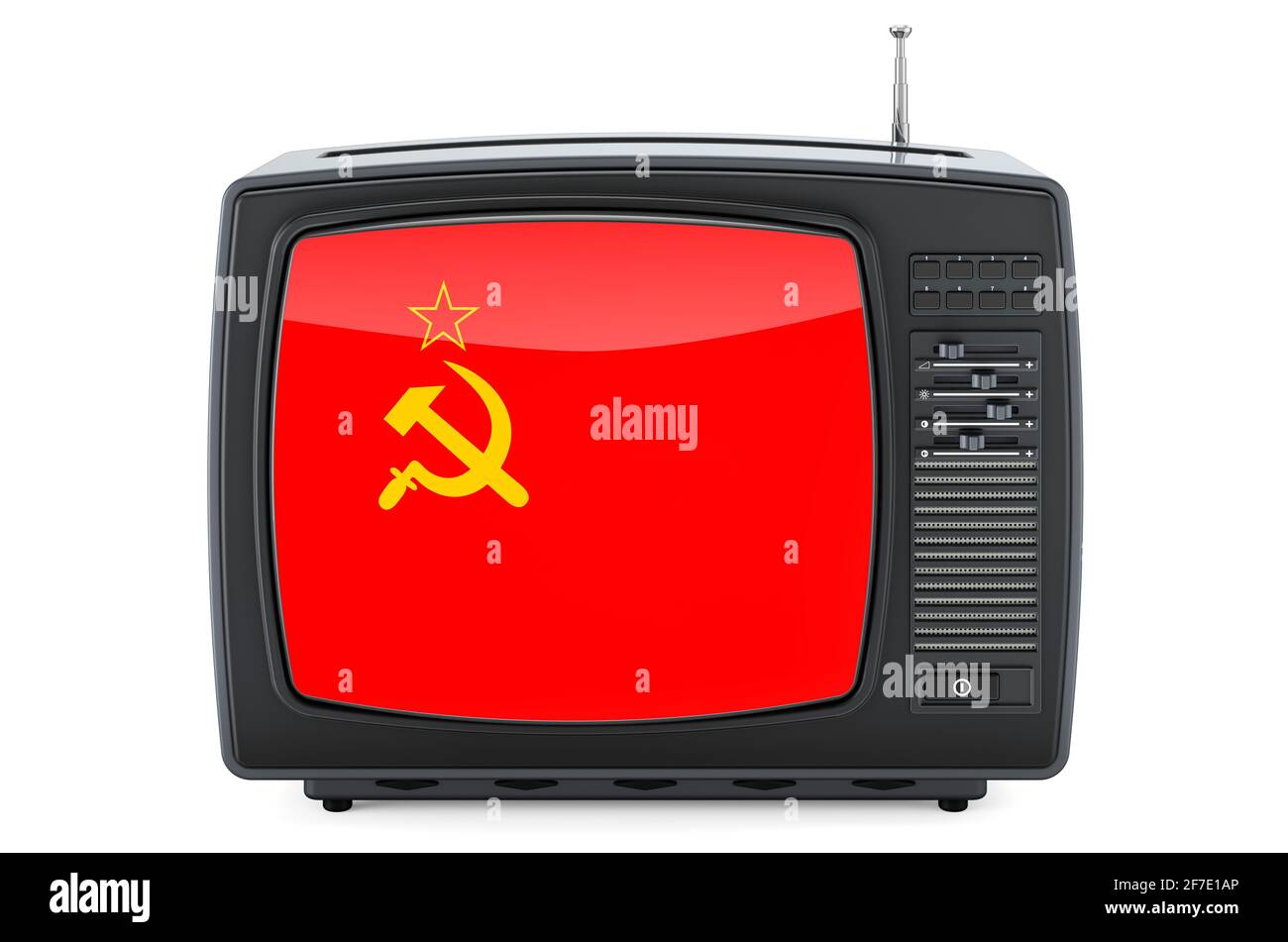 The USSR Television concept. TV set with flag of the Soviet