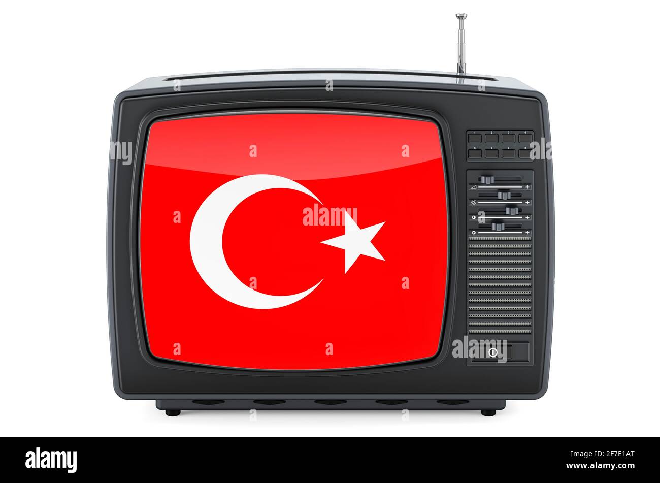 Turkish Television concept. TV set with flag of Turkey. 3D rendering ...