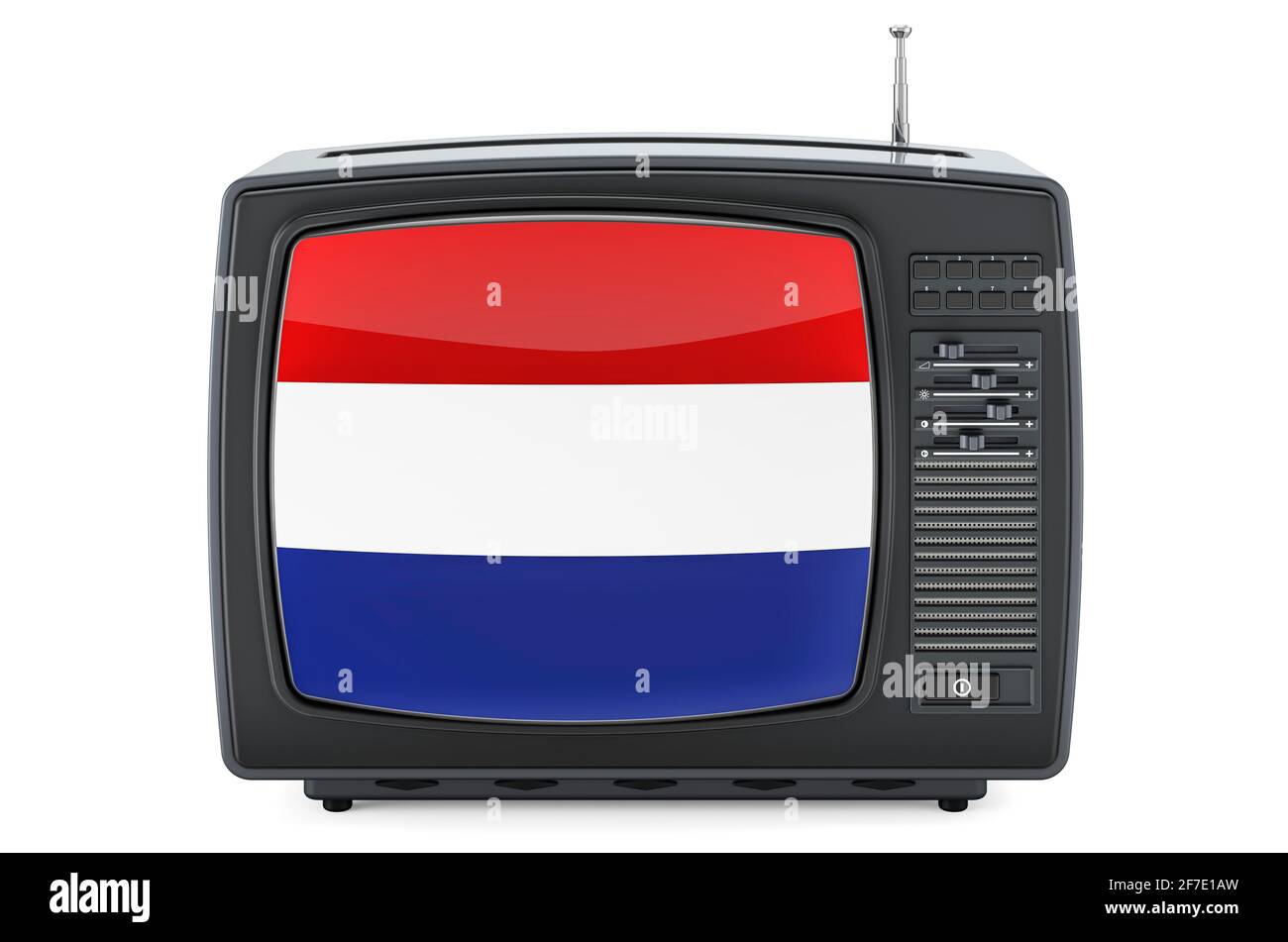 The Netherlands Television concept. TV set with flag of the Netherlands