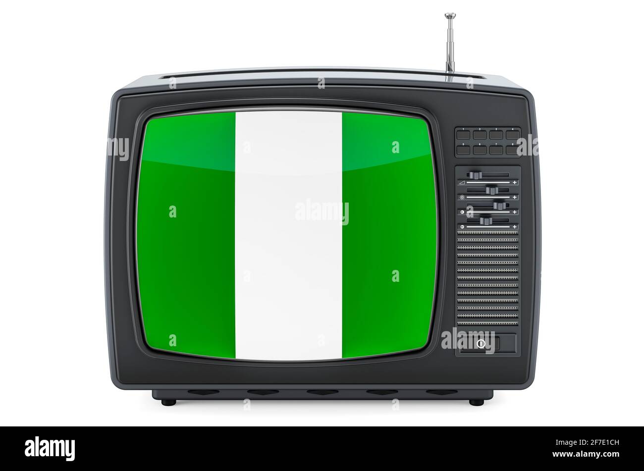 Nigerian Television concept. TV set with flag of Nigeria. 3D rendering