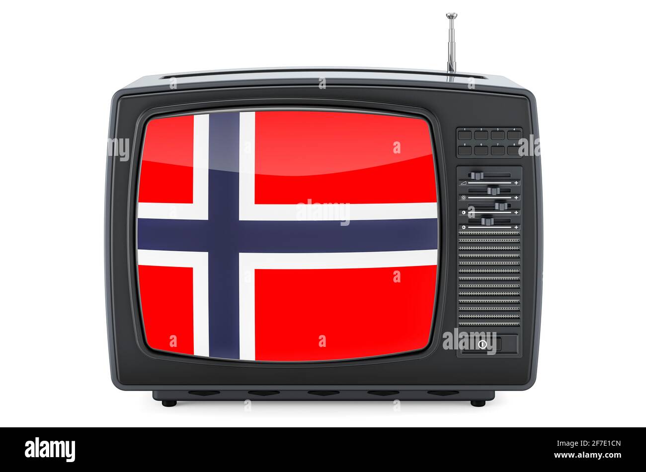 Norwegian Television concept. TV set with flag of Norway. 3D rendering isolated on white background Stock Photo