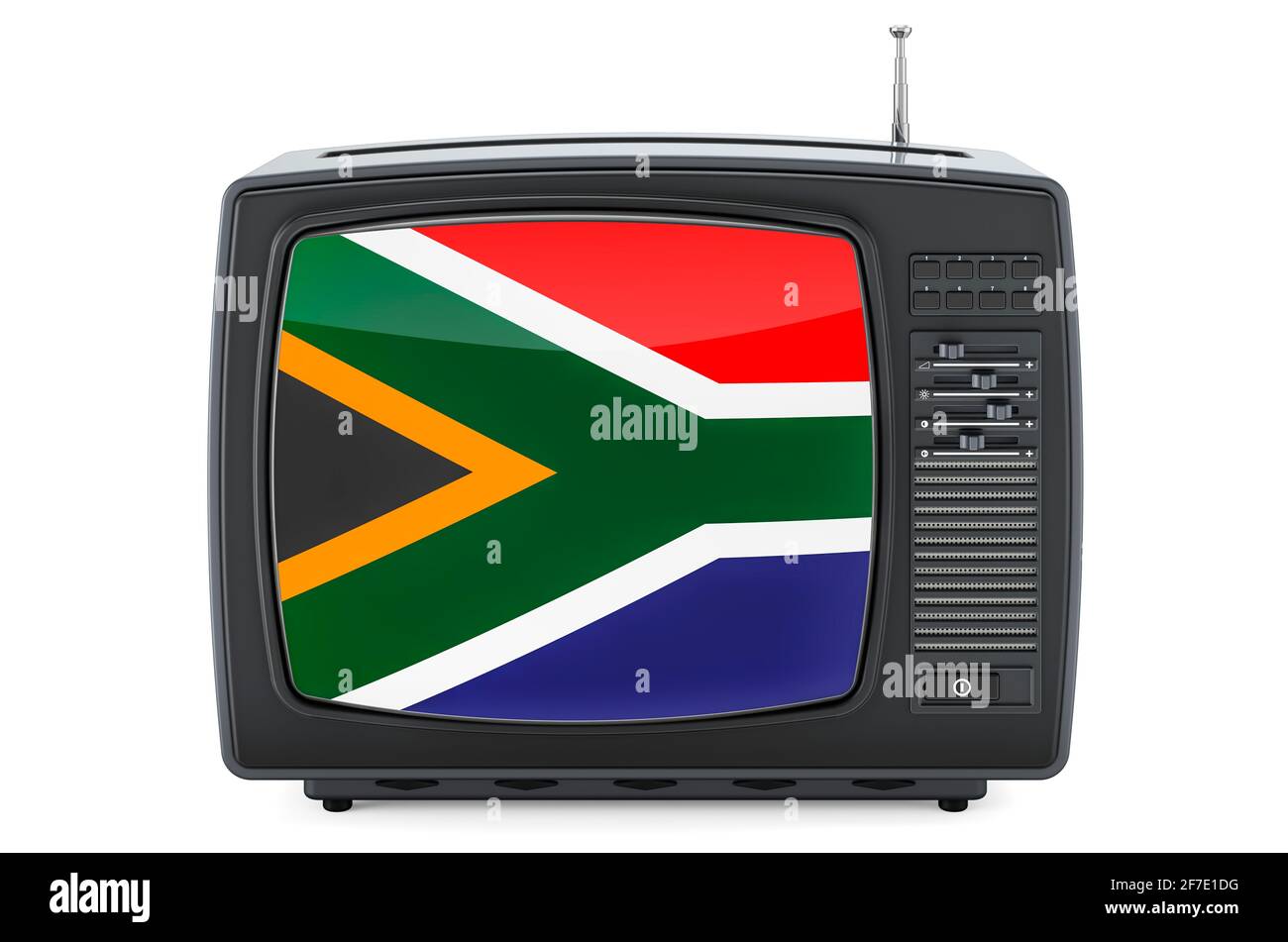 South African Television concept. TV set with flag of South Africa. 3D