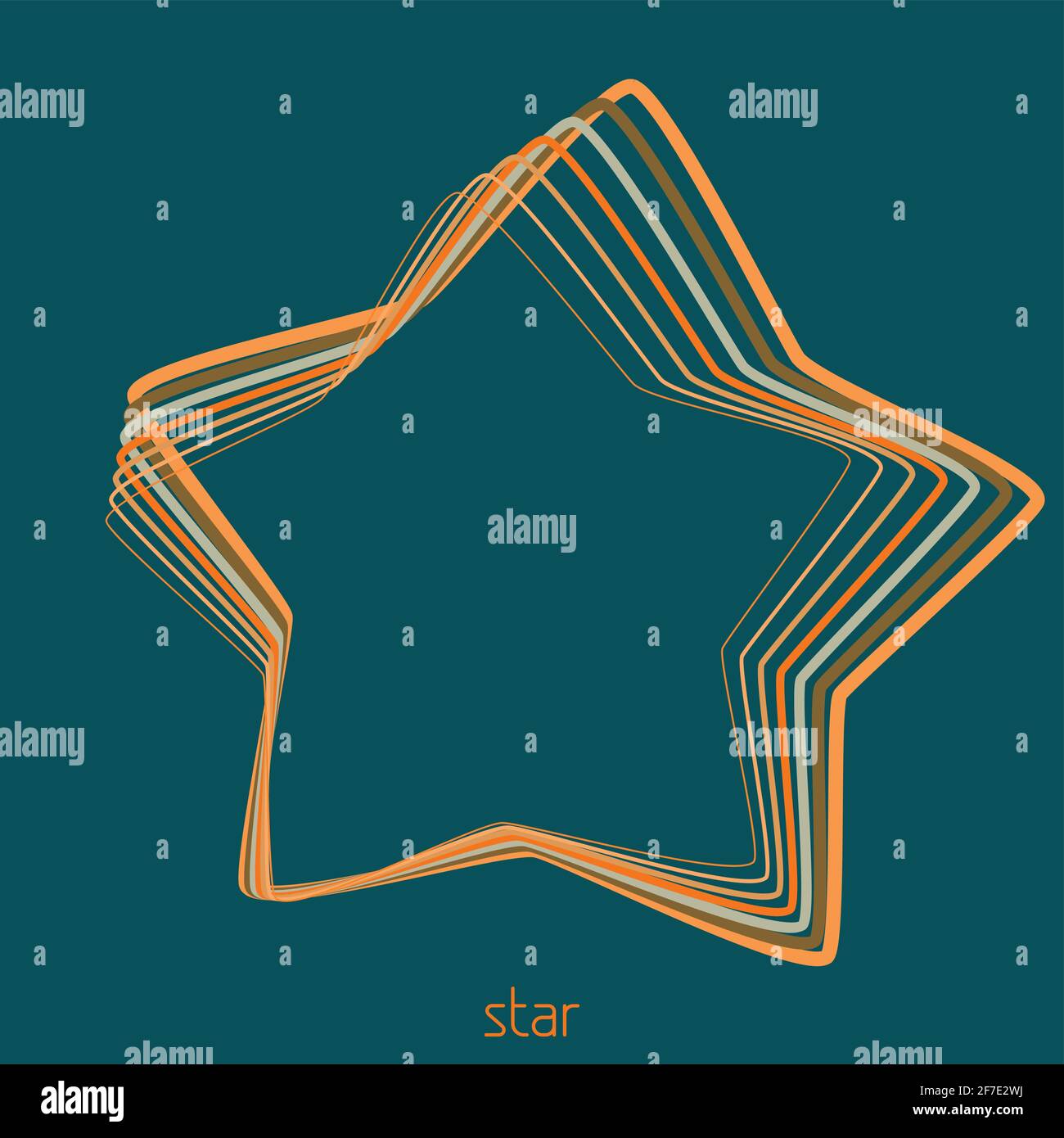 Abstract outline star from thin contour lines on a sherpa blue background. Vector Stock Vector
