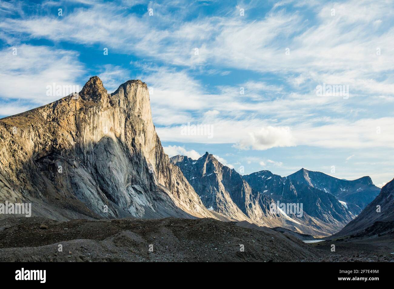 Granite cliff face of Mount Thor, Baffin Island, Canada. Stock Photo