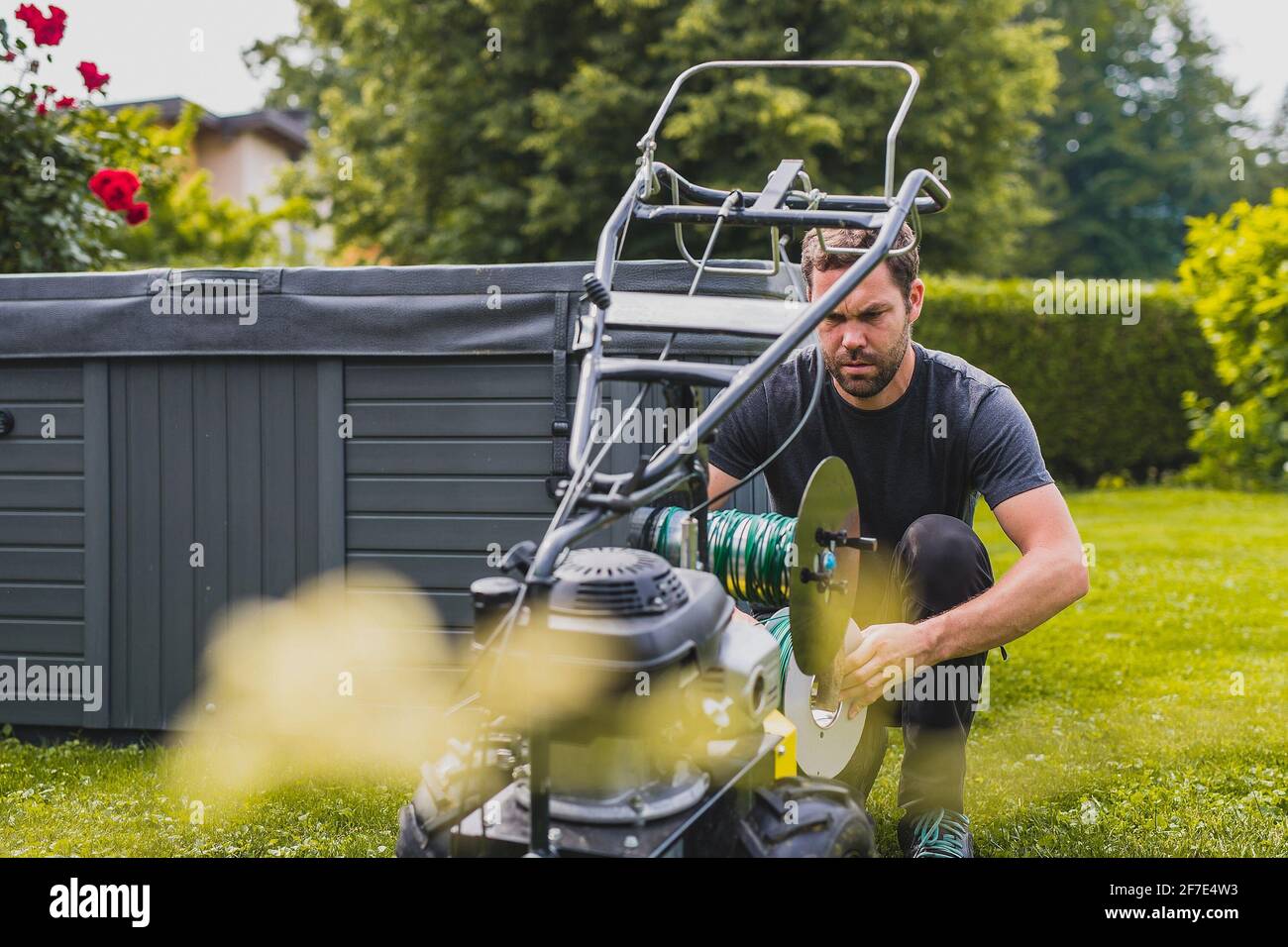 Cable laying machine with an operator used to put down cables for