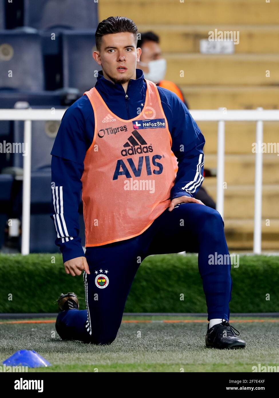 ISTANBUL, TURKEY - APRIL 5: Ferdi Kadıoglu of Fenerbahce SK warms up during the Super Lig match between Fenerbahce SK and Denizlispor at Sukru Saracog Stock Photo