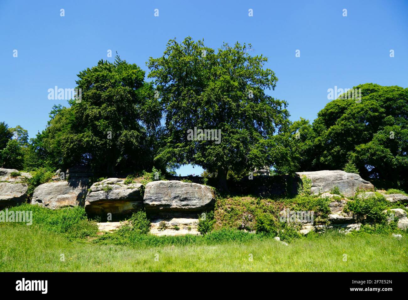 Mount Edgcumbe Rocks on Tunbridge Wells Common, Royal Tunbridge Wells, Kent, England Stock Photo