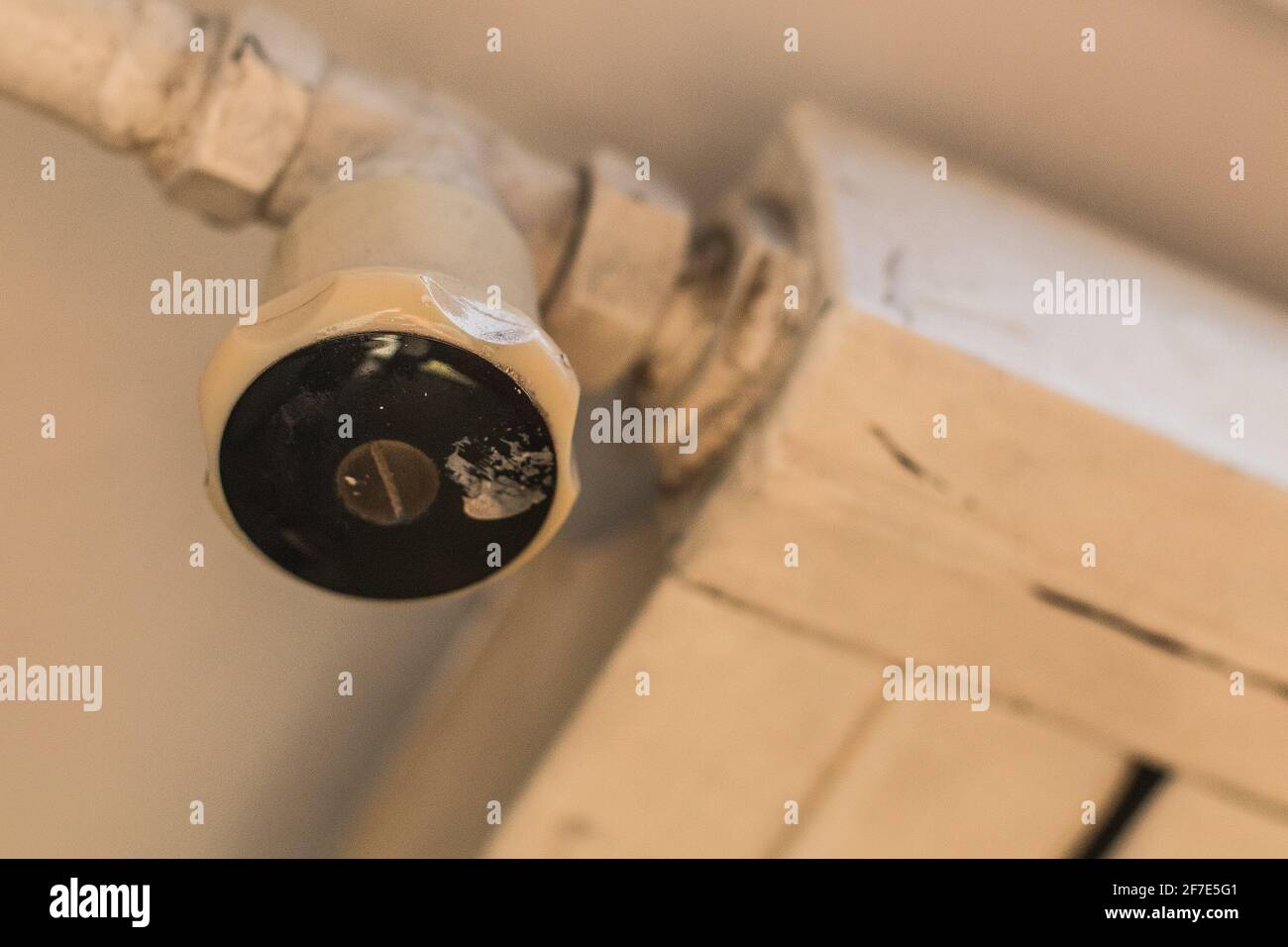Old radiator heater valve and knob. Side view Stock Photo Alamy