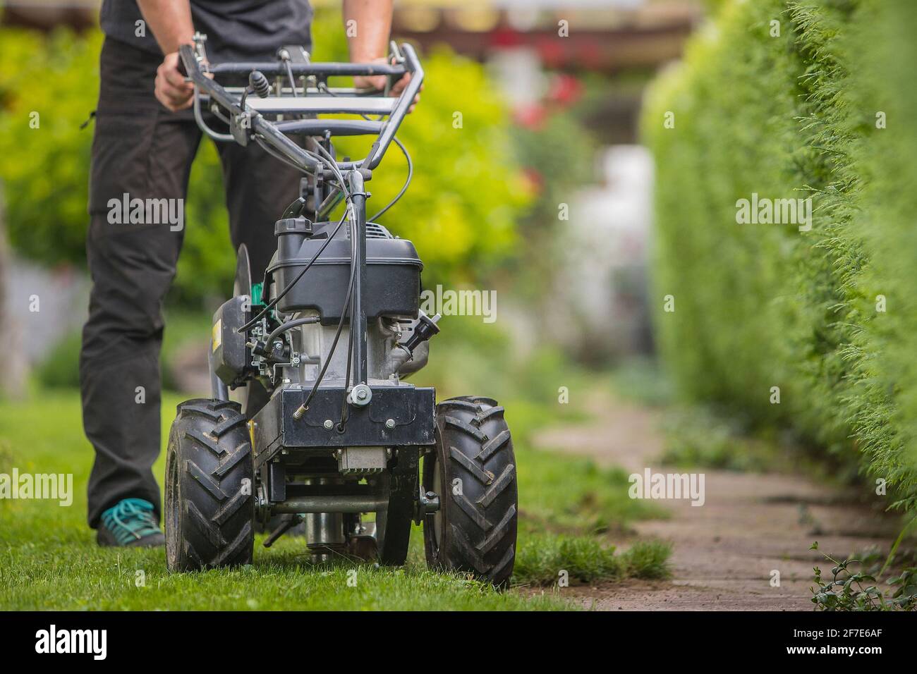 Cable laying machine with an operator used to put down cables for