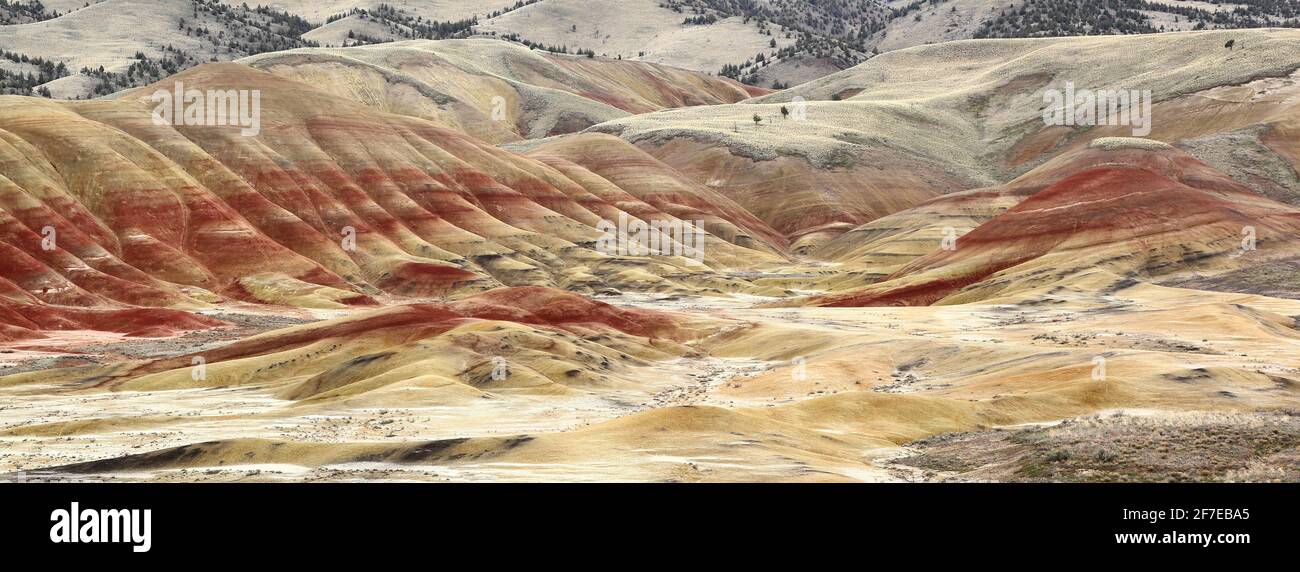 Title: Painted Hills, a natural geologic landmark, one of the natural wonders of the state of Oregon, USA Stock Photo
