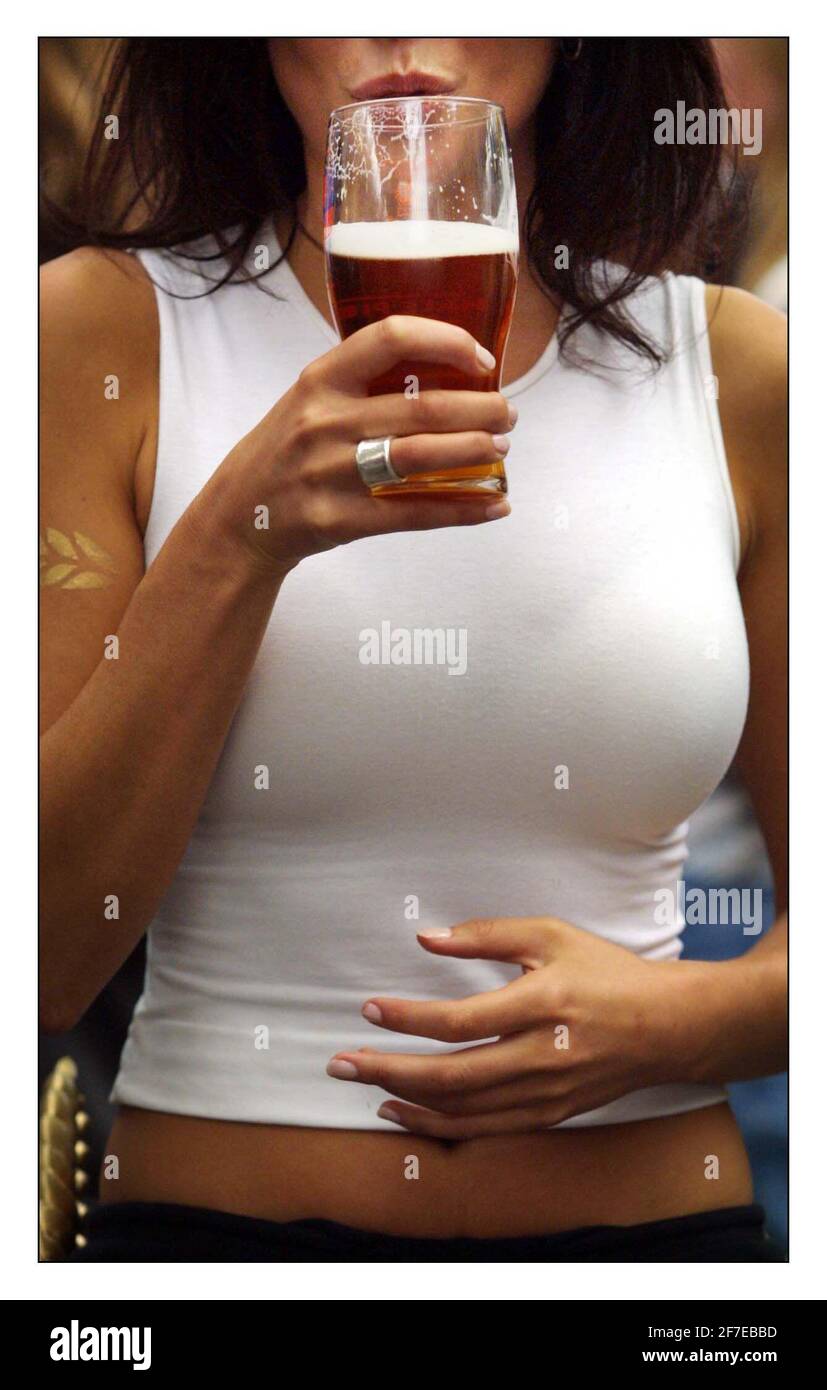 25TH Great British Beer Festival at Olympia in London where the organisers of the campaign for real ale launch a new ccampaign to encourage women to try cask ale.pic David Sandison 6/8/2002 Stock Photo