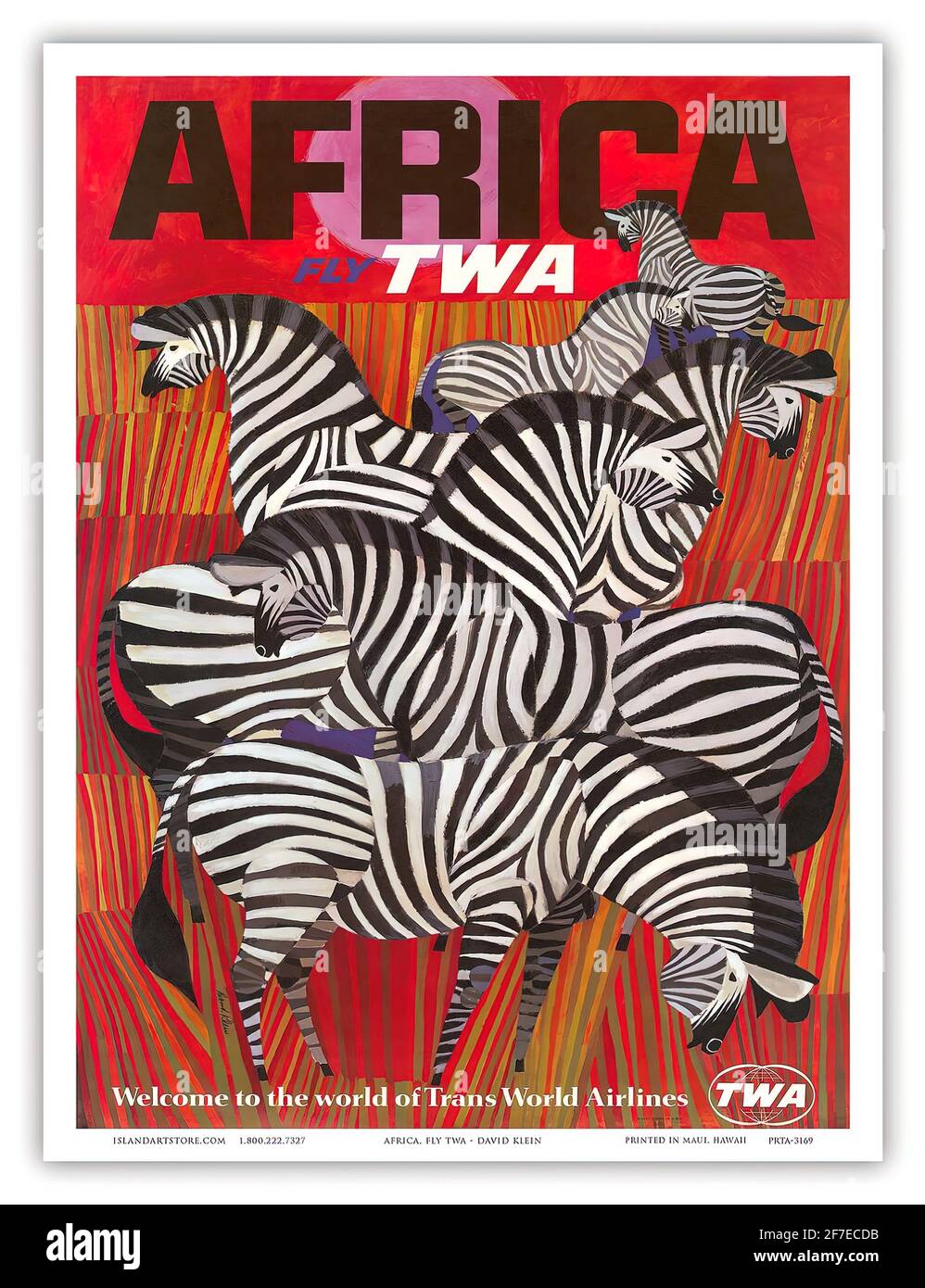 A vintage travel poster for Trans World Airlines (TWA) flights to Africa Stock Photo