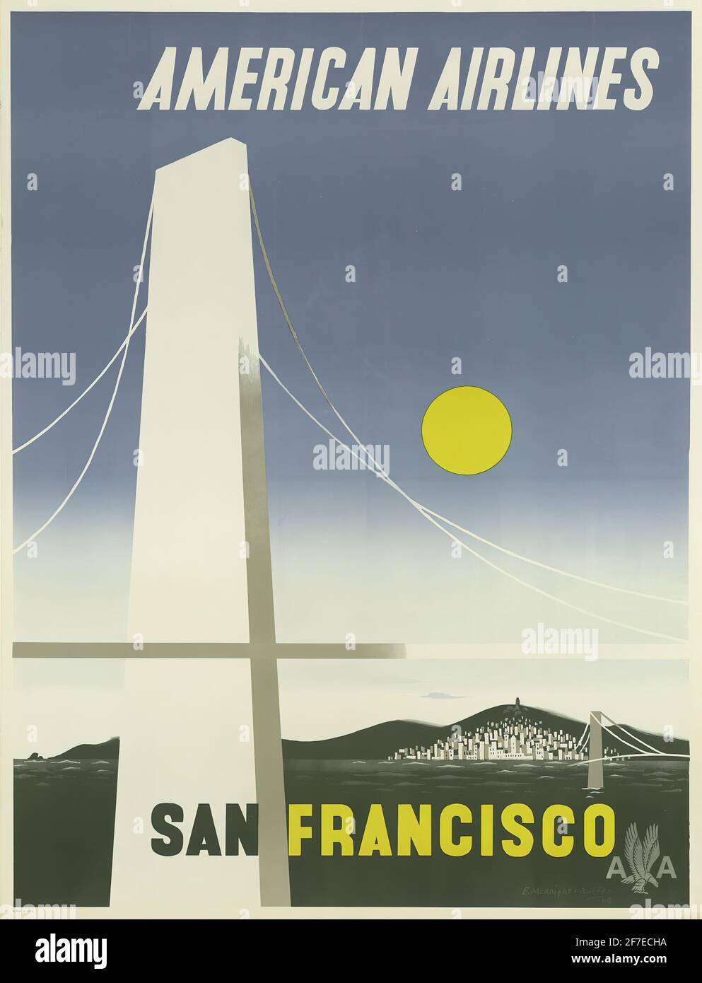A vintage travel poster for San Francisco with American Airlines Stock Photo