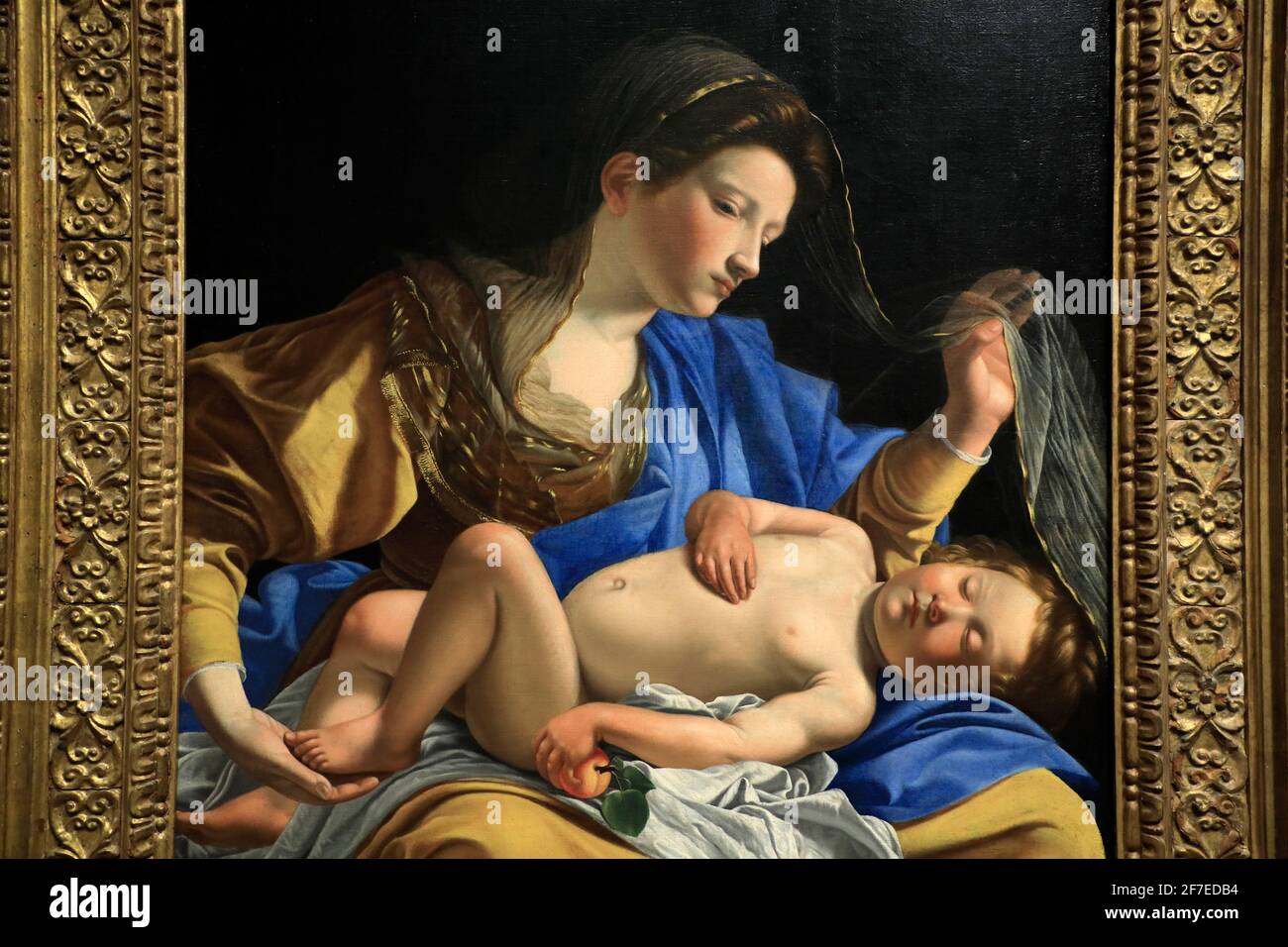 The Virgin with the Sleeping Christ Child, 1610 by Orazio Gentileschi display in Fogg Museum.Harvard University.Cambridge.Massachusetts.USA Stock Photo