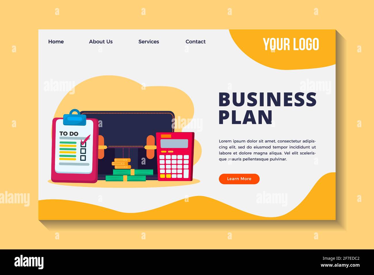 business plan concept landing page template vector illustration Stock ...