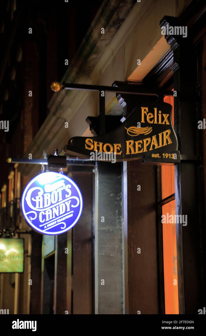 The sign of Felix Shoe Repair in Harvard Square.Cambridge.Massachusetts.USA Stock Photo