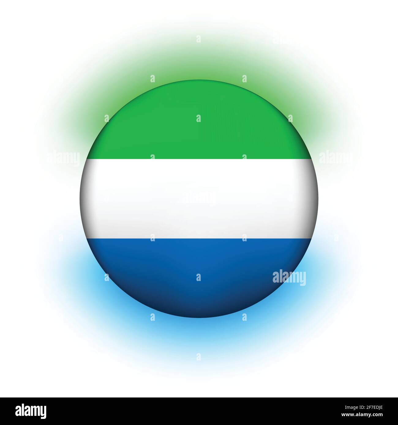 Glass light ball with flag of Sierra Leone. Round sphere, template icon ...