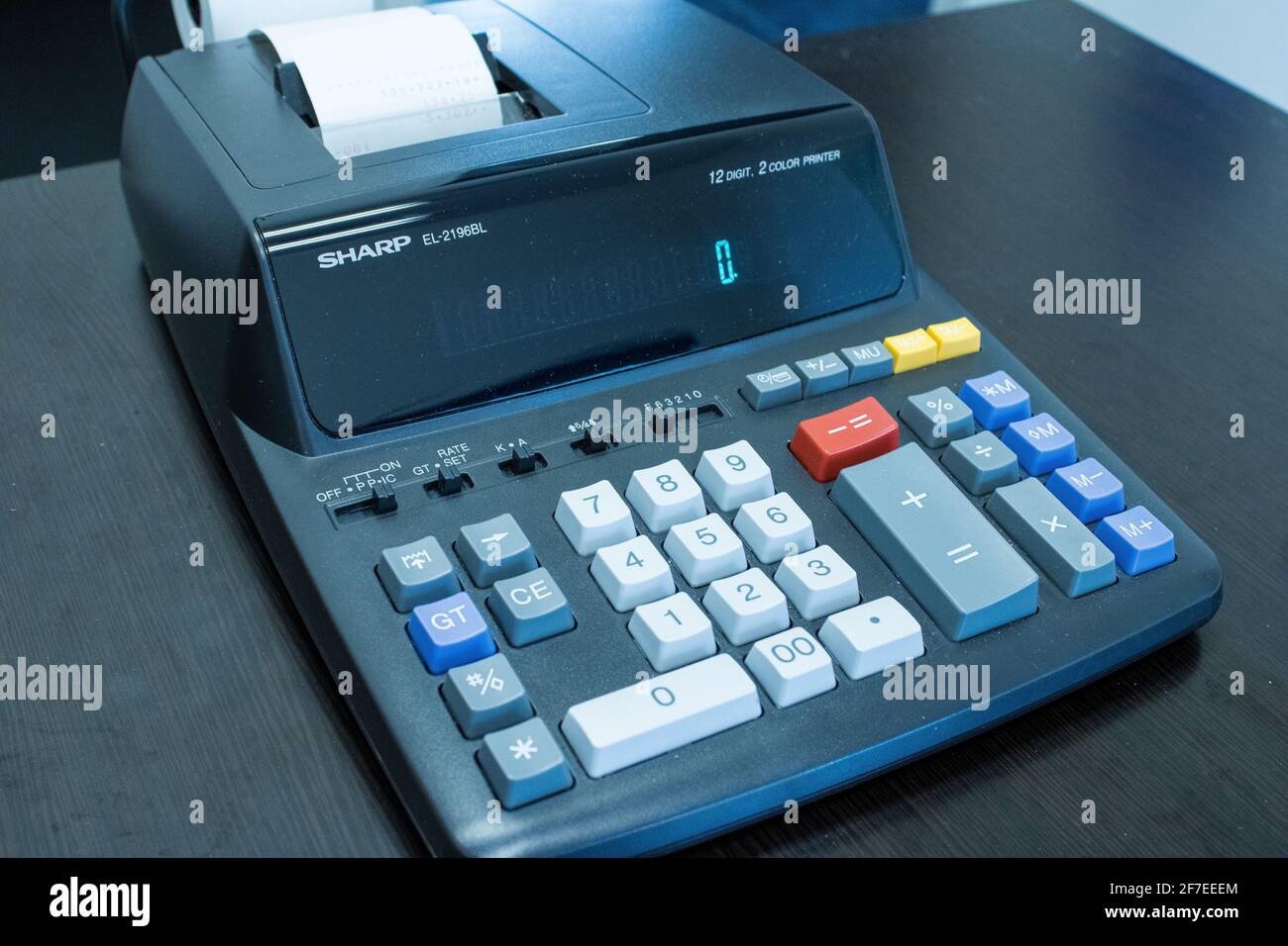 Office calculator on desk Stock Photo Alamy