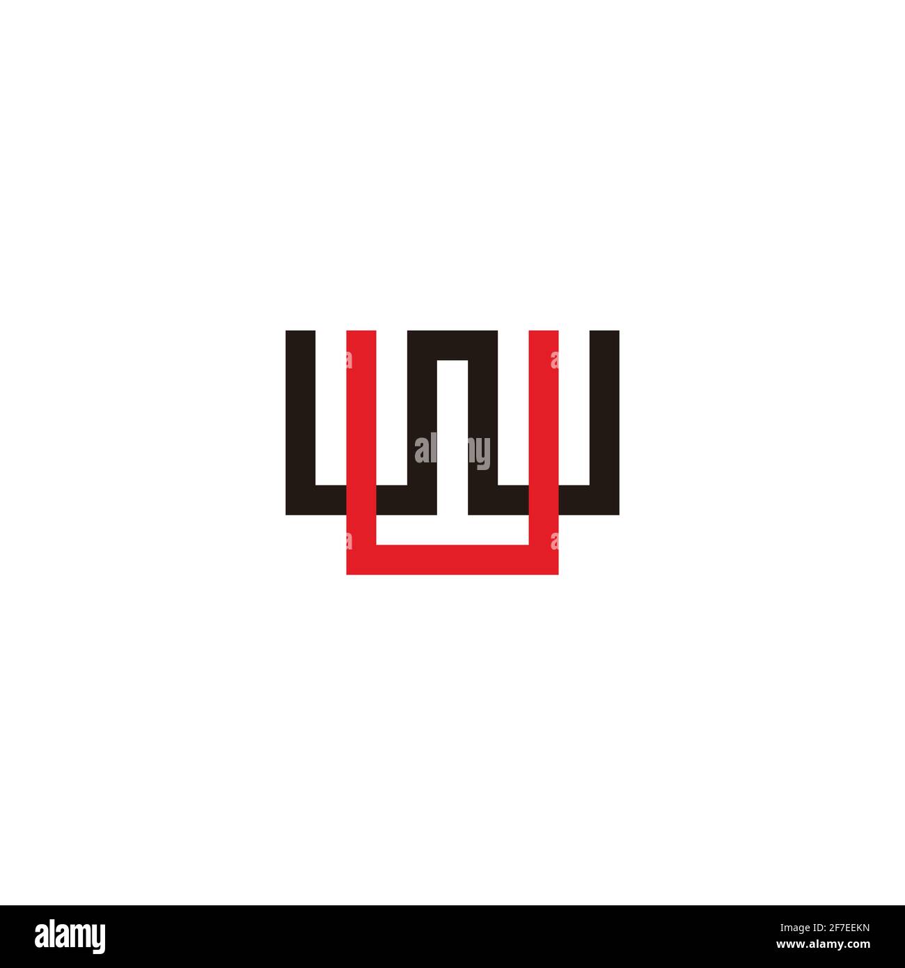 letter wu simple geometric abstract colorful logo vector Stock Vector