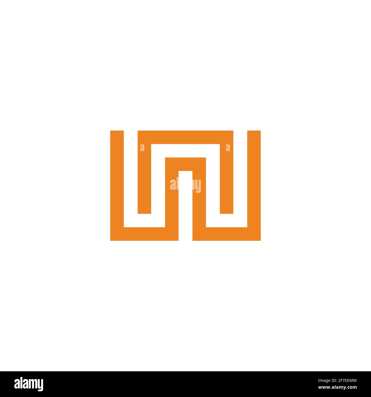 letter nw square geometric maze line logo vector Stock Vector