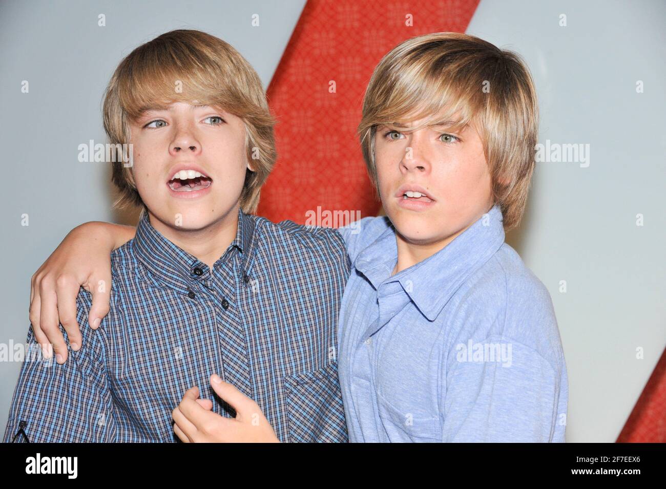 Actor's Cole Sprouse and Dylan Sprouse attends arrivals for the 6th annual Teen Vogue Young Hollywood Party at Los Angeles County Museum of Art on September 18, 2008 in Los Angeles, California. Credtit: Jared Milgrim Stock Photo