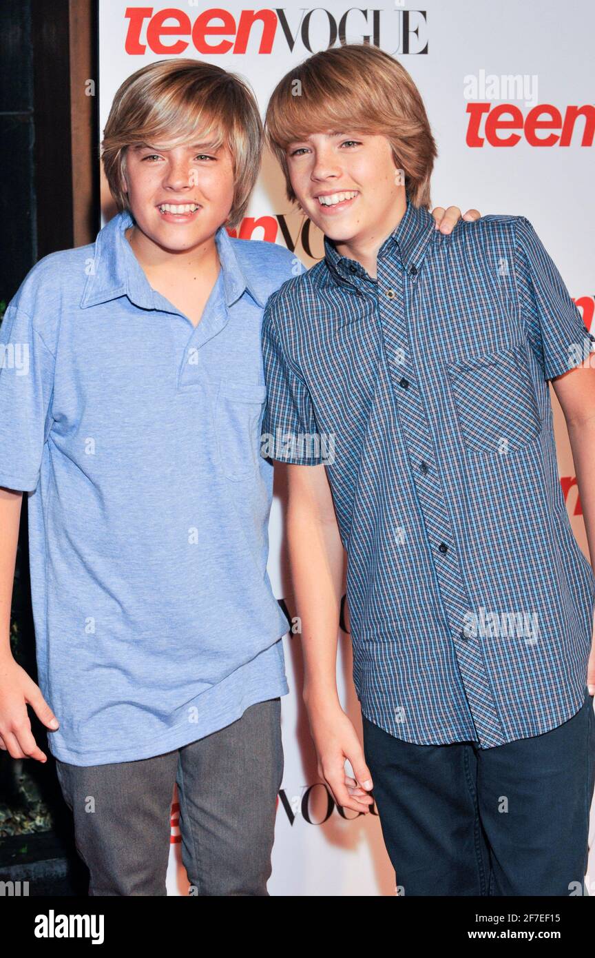 Actor's Cole Sprouse and Dylan Sprouse attends arrivals for the 6th annual Teen Vogue Young Hollywood Party at Los Angeles County Museum of Art on September 18, 2008 in Los Angeles, California. Credtit: Jared Milgrim Stock Photo
