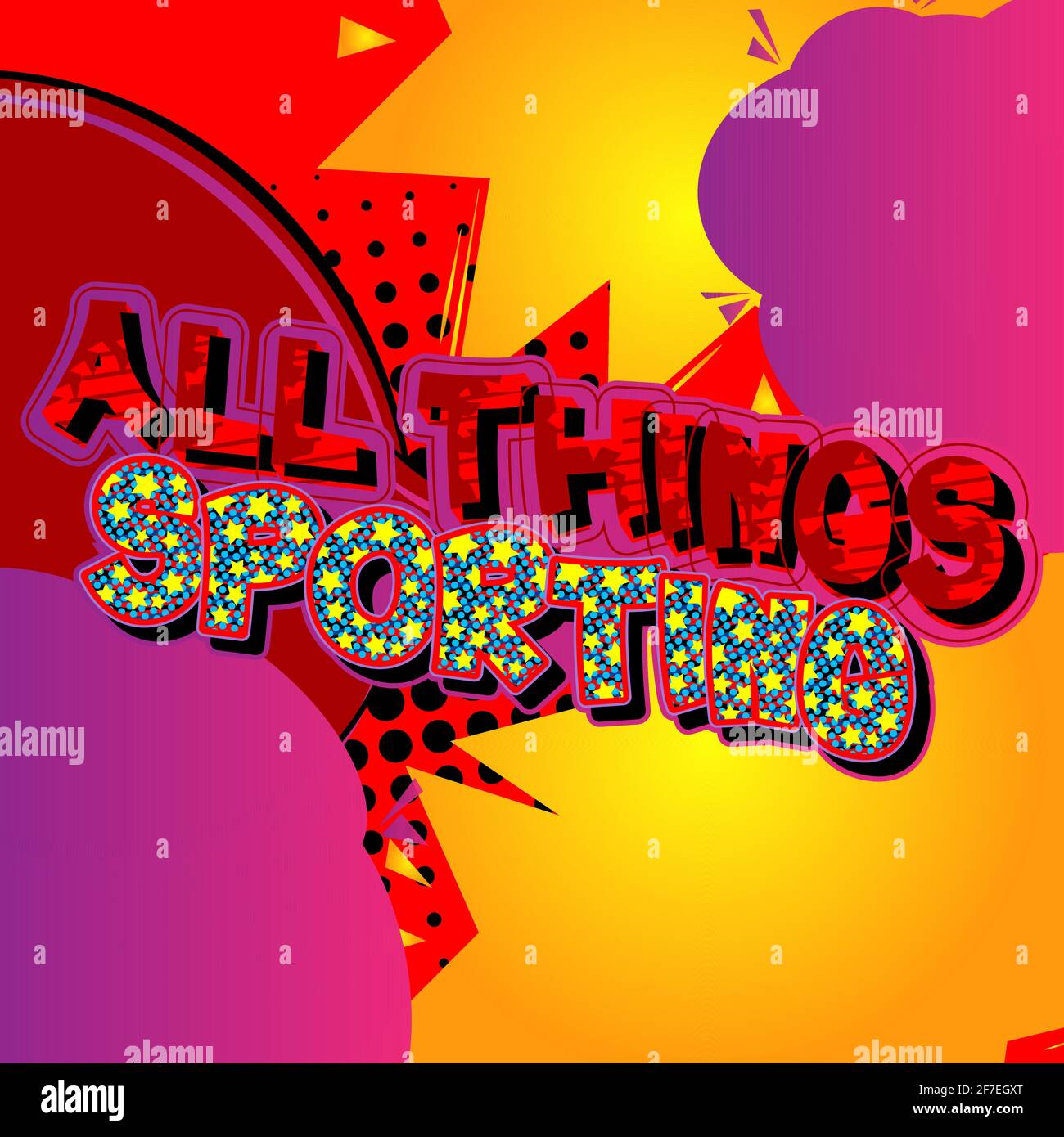 All Things Sporting Comic book style text. Sport, training and