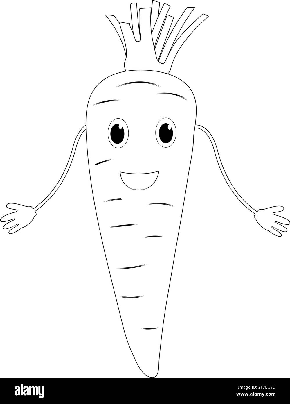 Enthusiastic carrot is a cartoon style character. Isolated, white. Carrot with face.vector Stock Vector