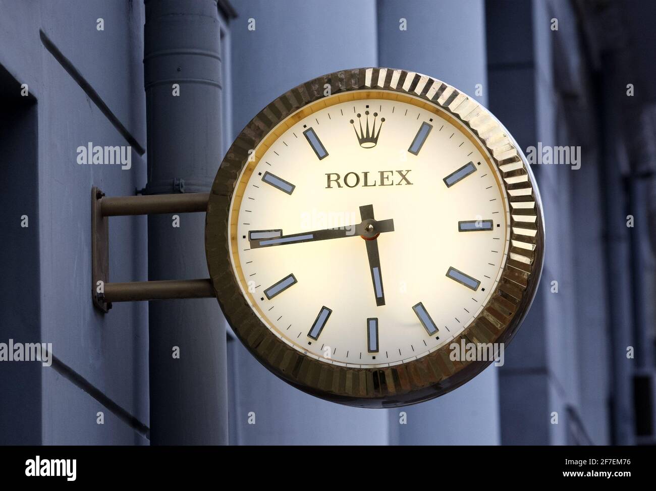 Kiev, Ukraine. 06th Apr, 2021. Rolex logo of a luxury watch manufacturer is  seen on a watch placed over the entrance to their brand store in Kiev.  Credit: SOPA Images Limited/Alamy Live