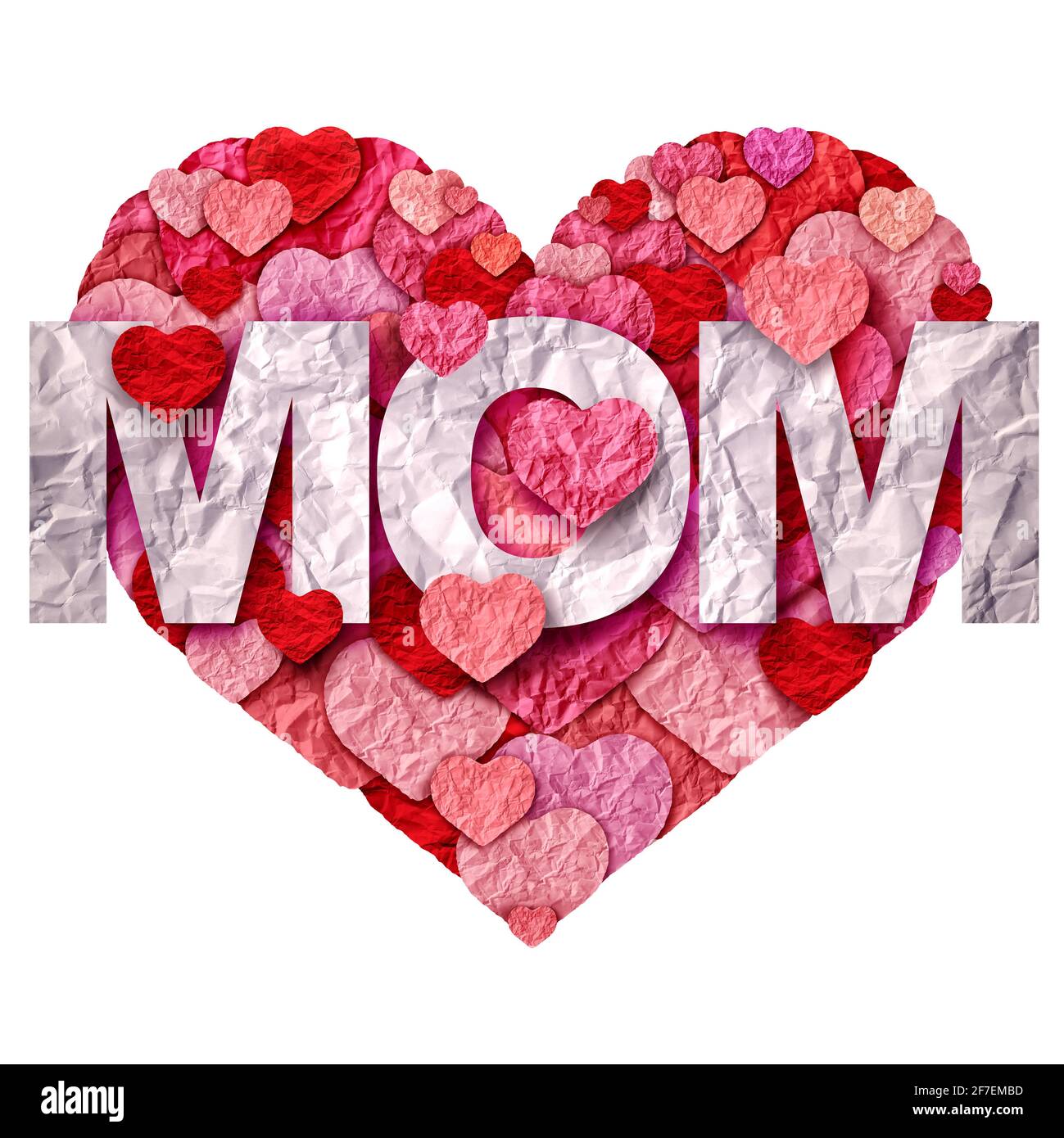 Mothers Day greeting and celebration or love for mom in a 3D illustration style. Stock Photo