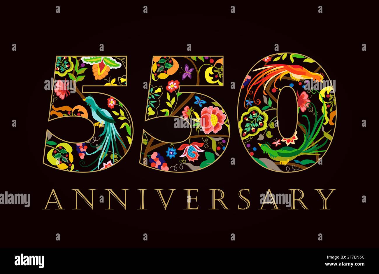 550 years old creative celebrating congratulating numbers. Isolated abstract graphic design template. Set of 55, 50, 5th, 50th, 55th congrats pattern Stock Vector