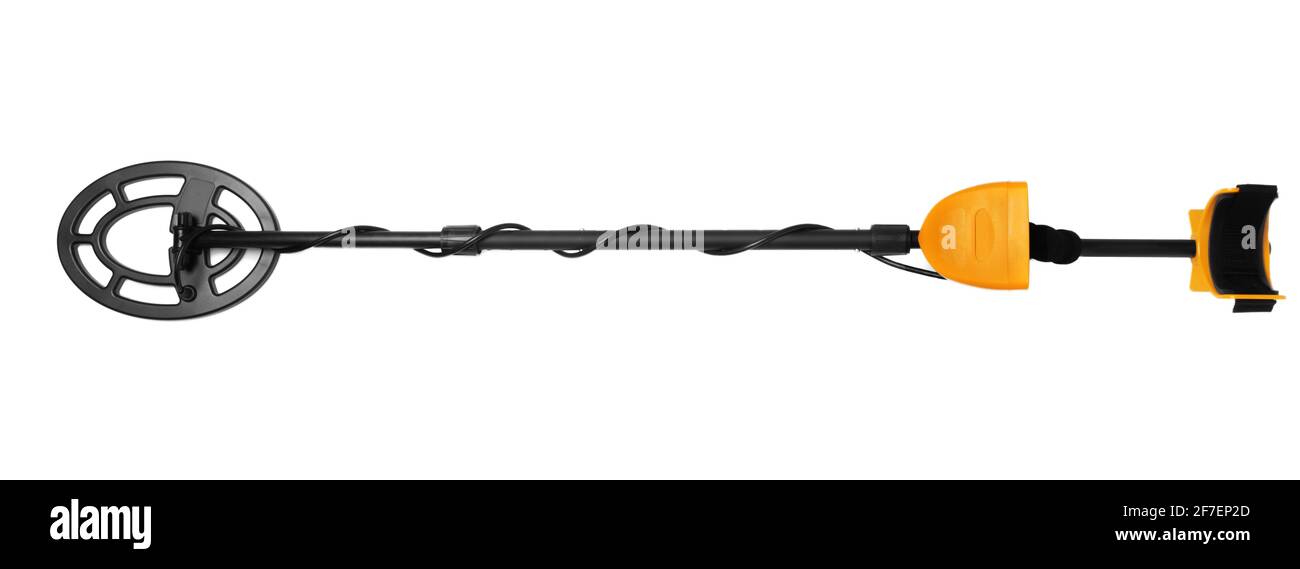 Modern metal detector isolated on white background Stock Photo - Alamy