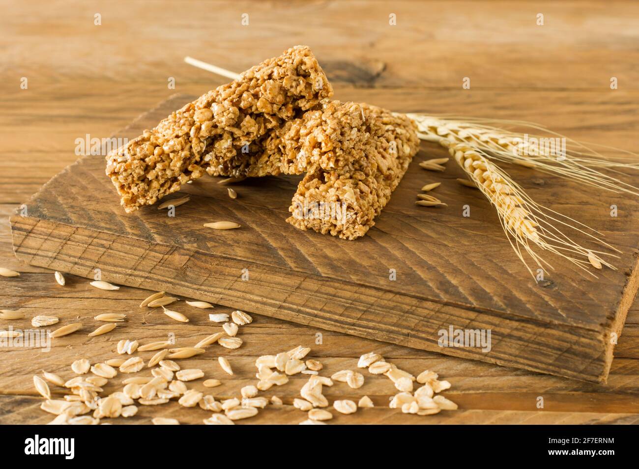 Raw Organic Granola Bars with Seeds and Nuts. Homemade sweet healthy dessert for breakfast. Stock Photo