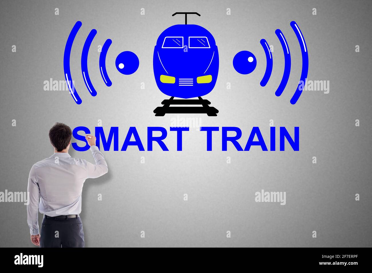 Smart train concept drawn by a businessman Stock Photo