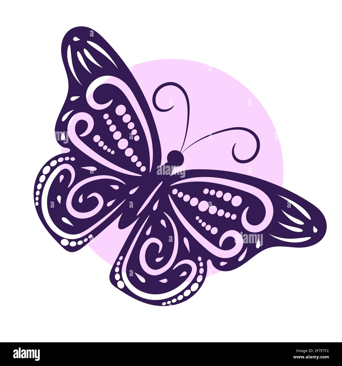 Vector illustration of beautiful butterfly on abstract shape ...