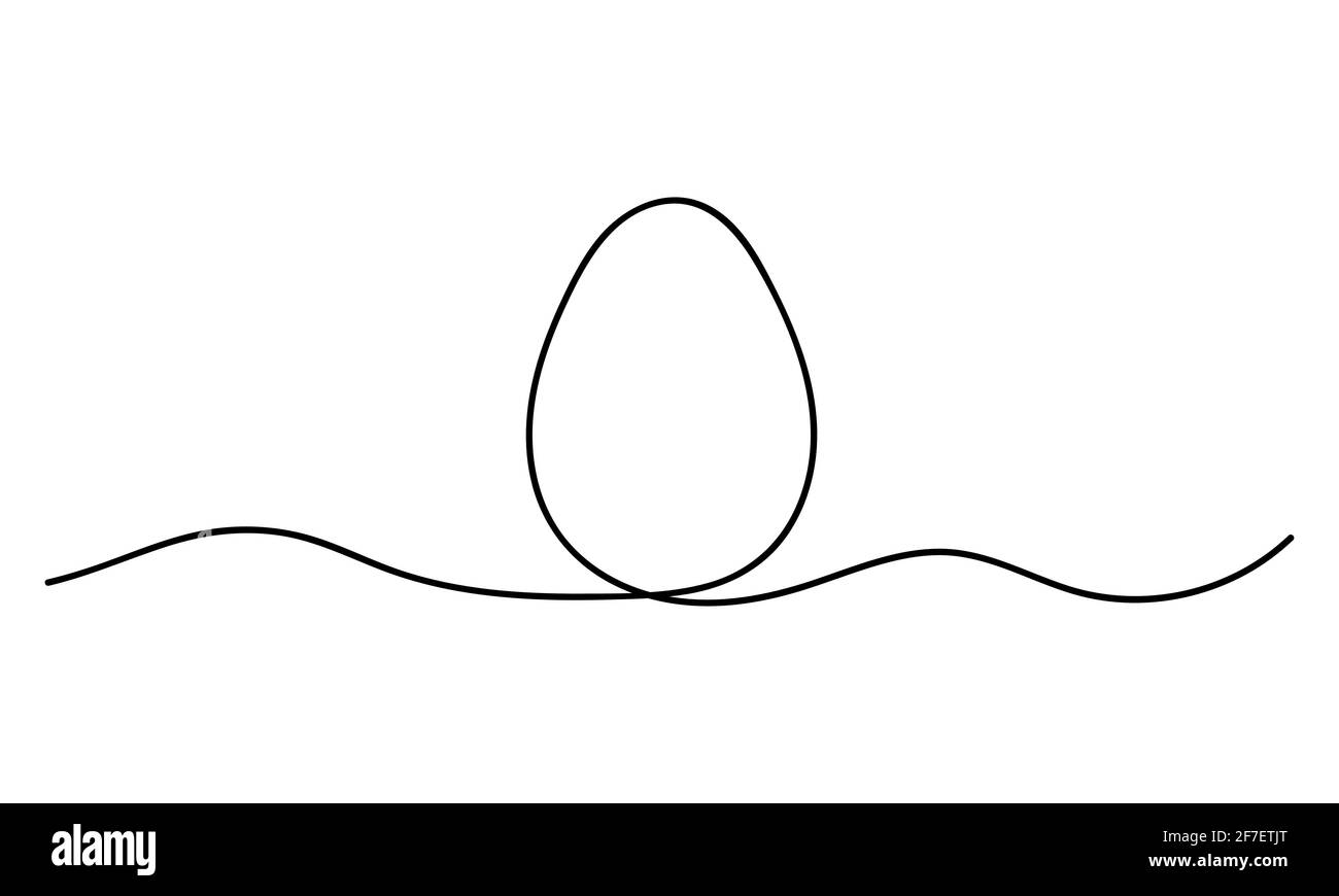 Egg line art. Continuous one line drawing of whole egg. Vector