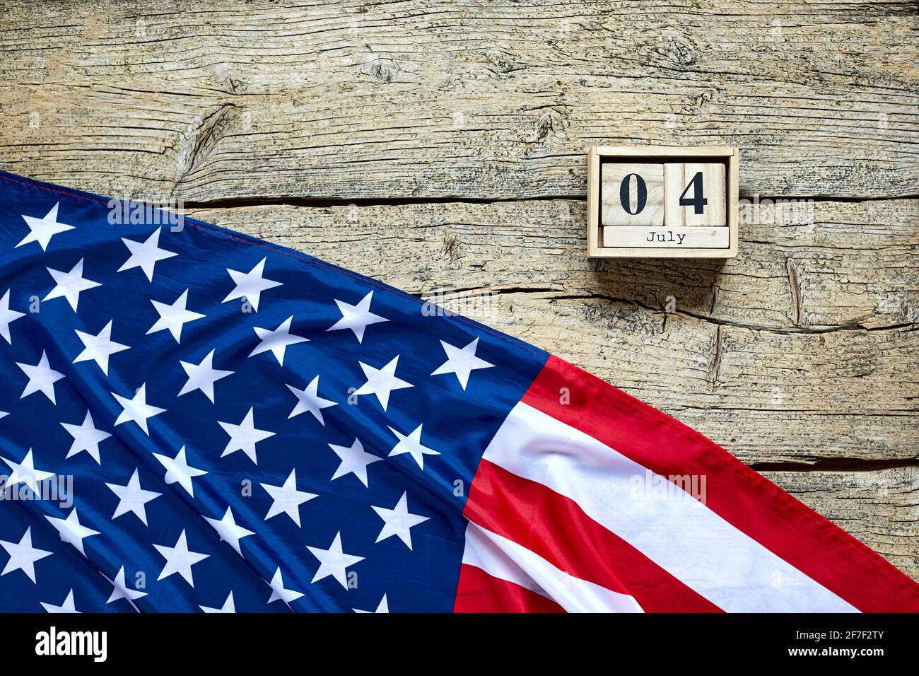 Wooden calendar with date on the background of the USA flag. Template for  writing the dates of the national holidays of America with free text space  Stock Photo - Alamy