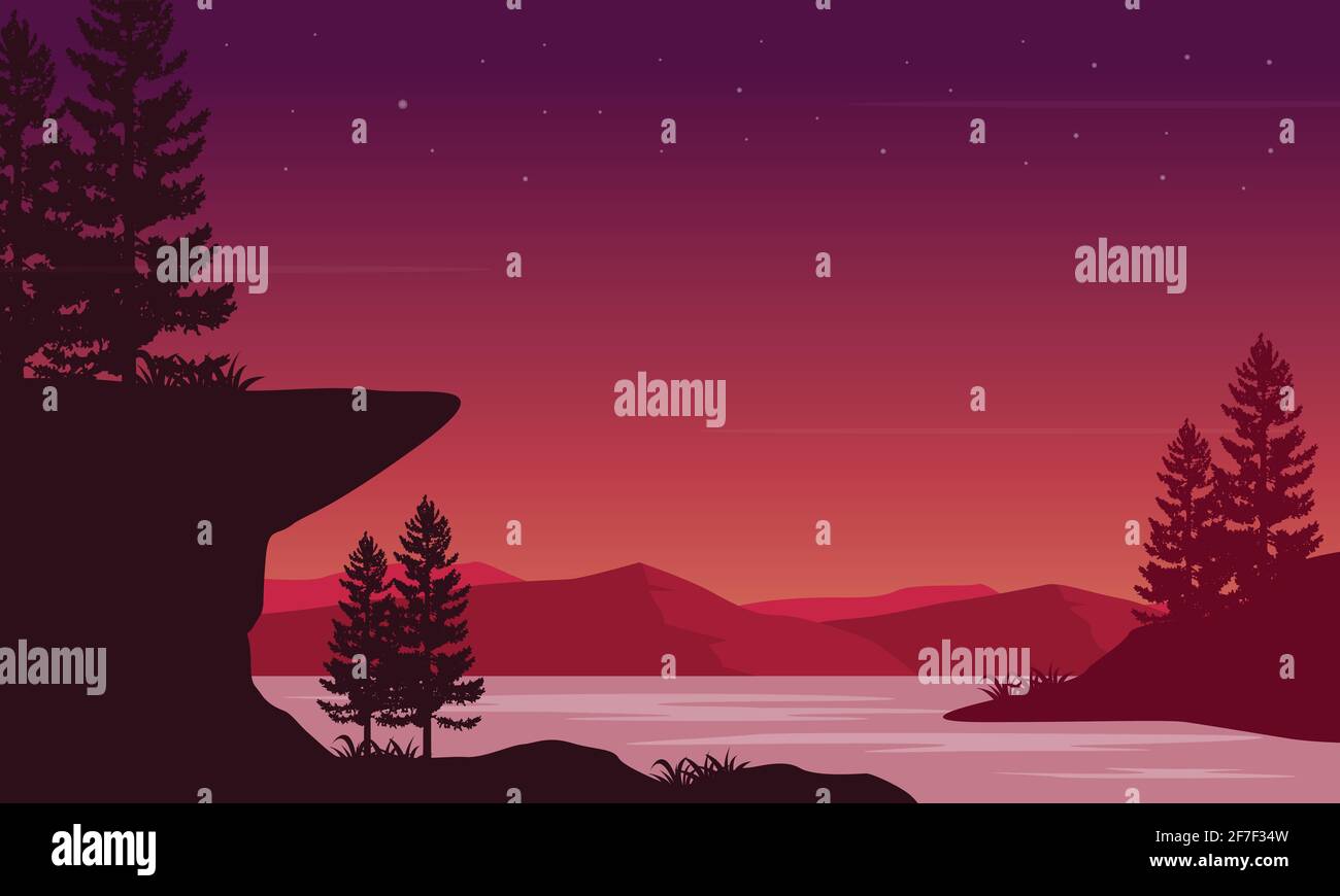 Stunning Mountain views from the riverside, under a beautiful starry