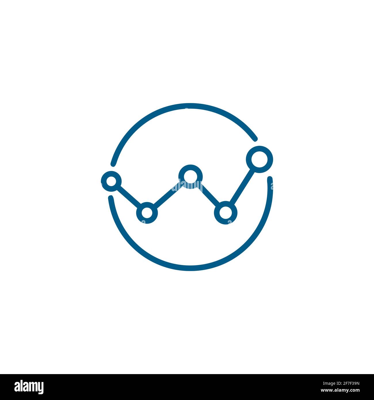 Analytics Line Blue Icon On White Background. Blue Flat Style Vector ...