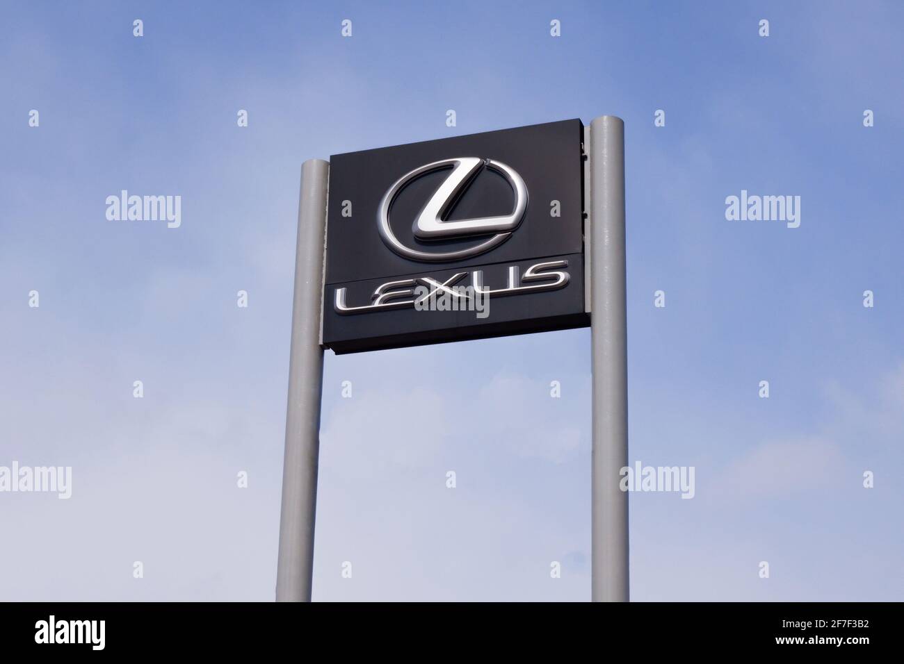 Novokuznetsk,Russia-31.03..2021.Lexus car company logo against the blue sky in summer Stock Photo