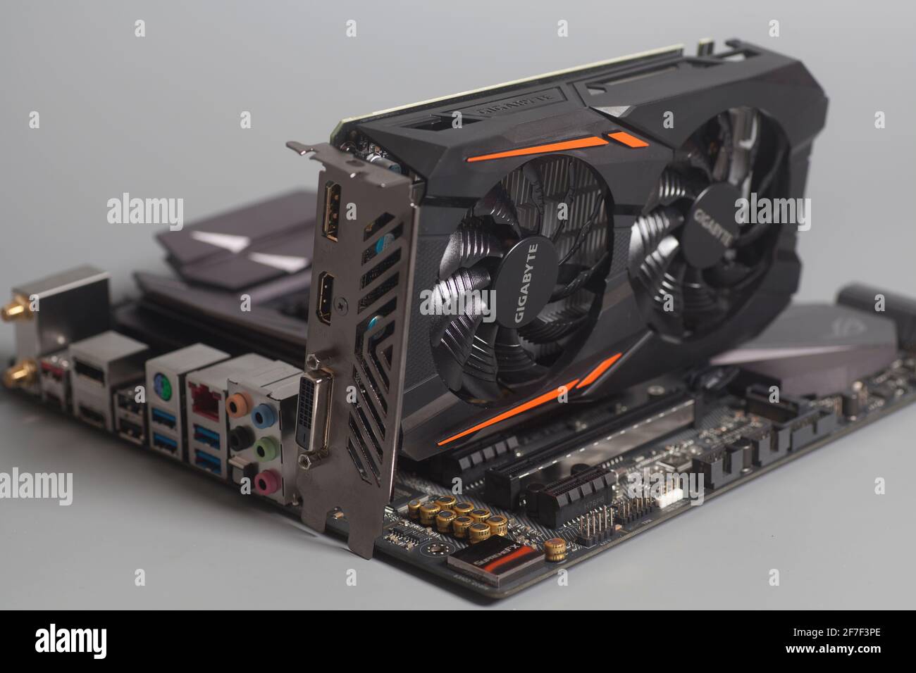 Moscow, Russia April 07,2021 Graphic video card GigaByte GeForce GTX 1050 Ti  on the motherboard Stock Photo - Alamy