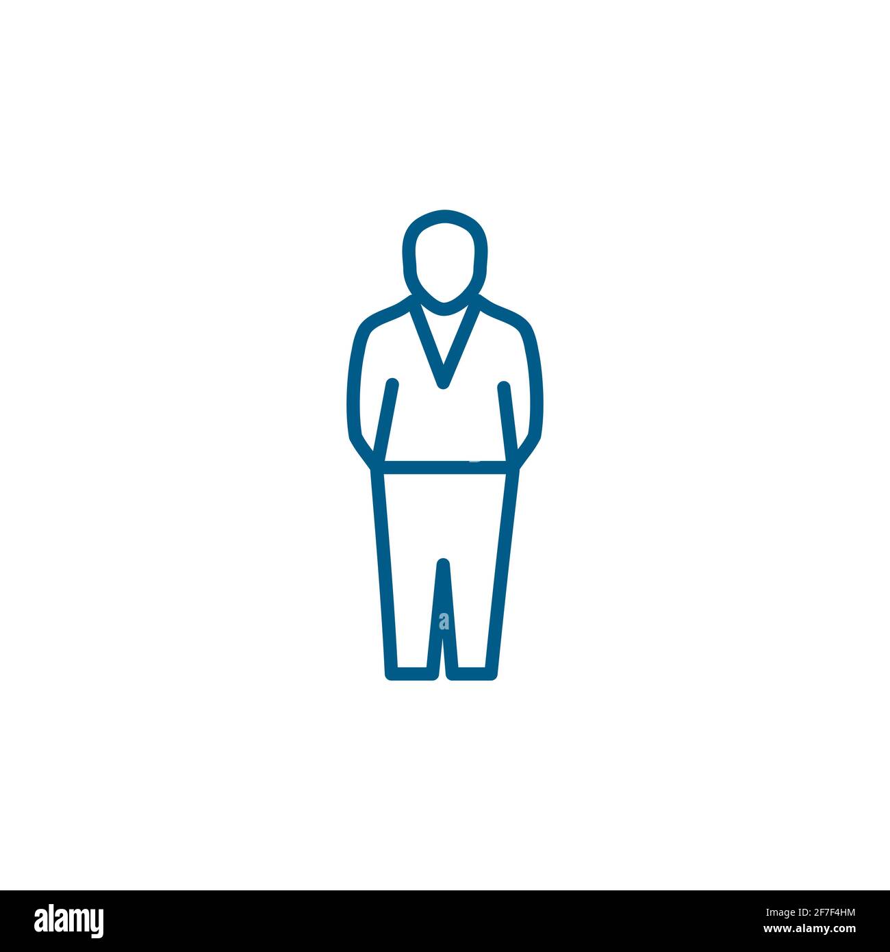 Businessman Line Blue Icon On White Background. Blue Flat Style Vector ...