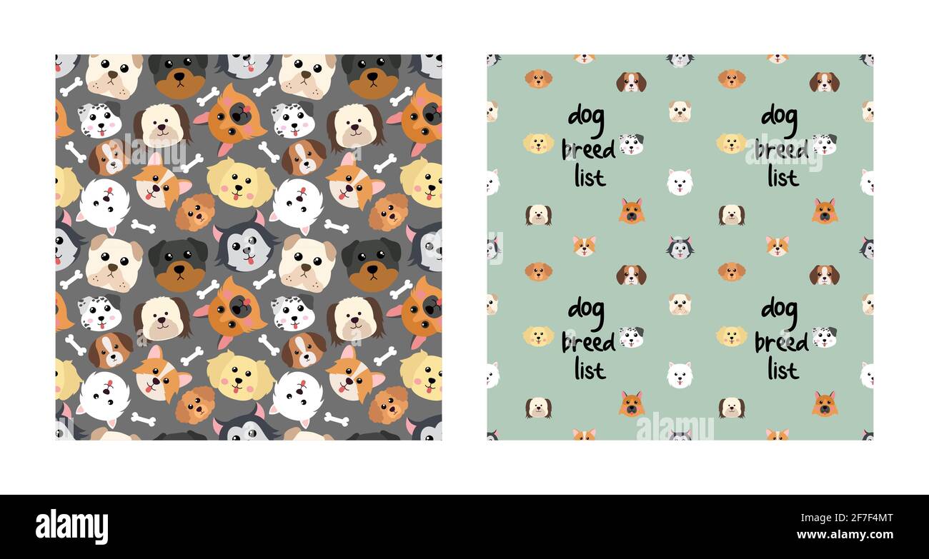 Set Character Seamless Pattern Animal Of Cute Dog Can Be Used as ...