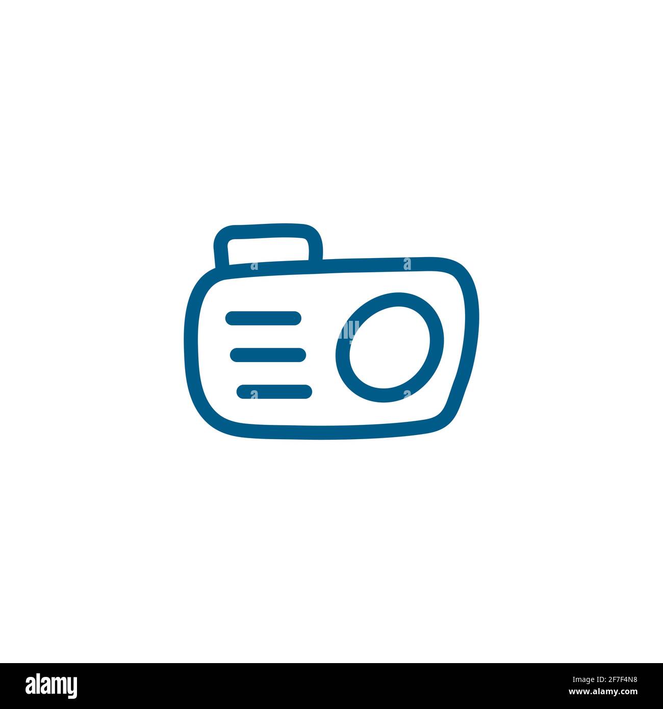 Camera Line Blue Icon On White Background. Blue Flat Style Vector Illustration. Stock Vector