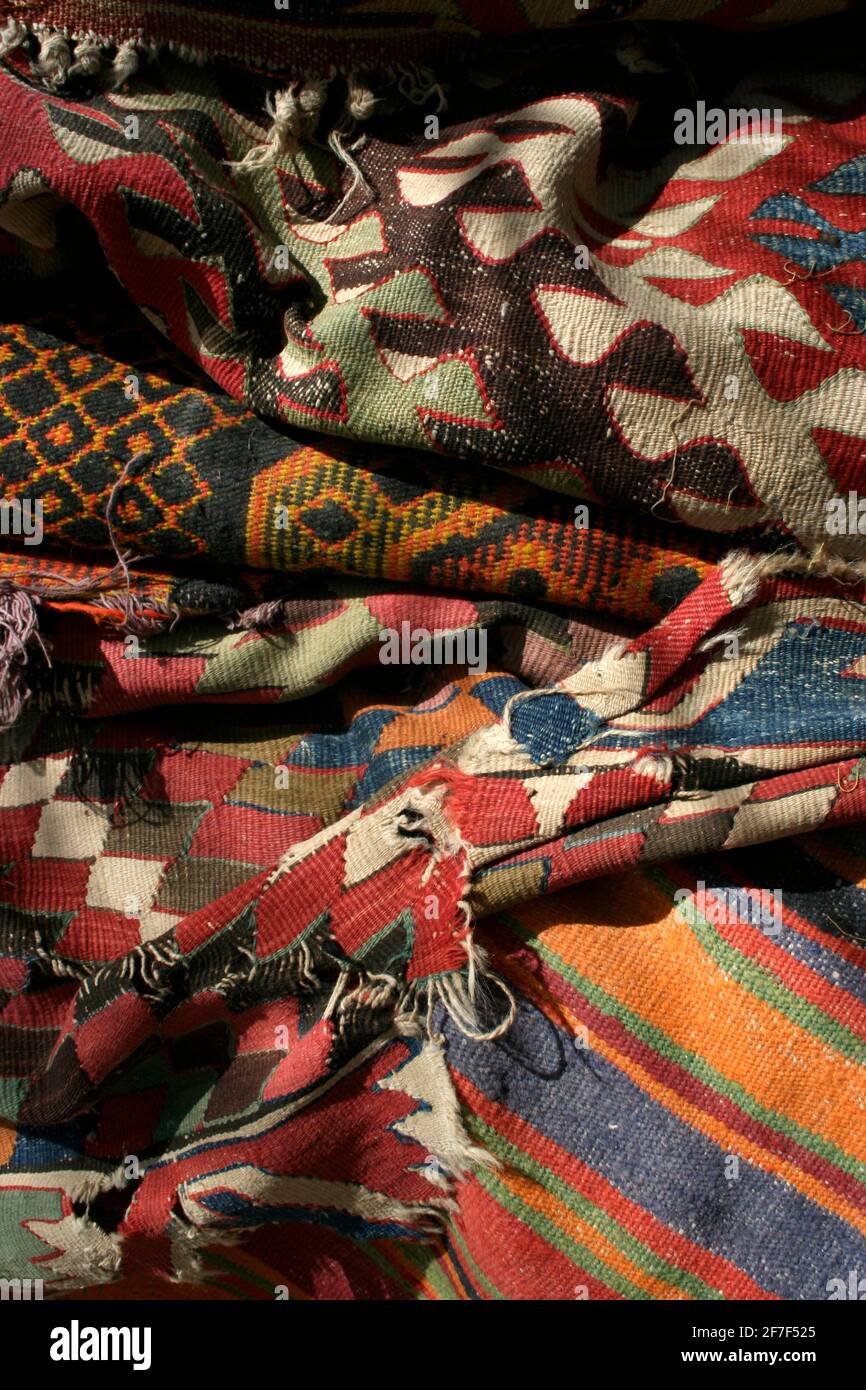 Tradition Turkish rugs. Old rug repair Stock Photo - Alamy