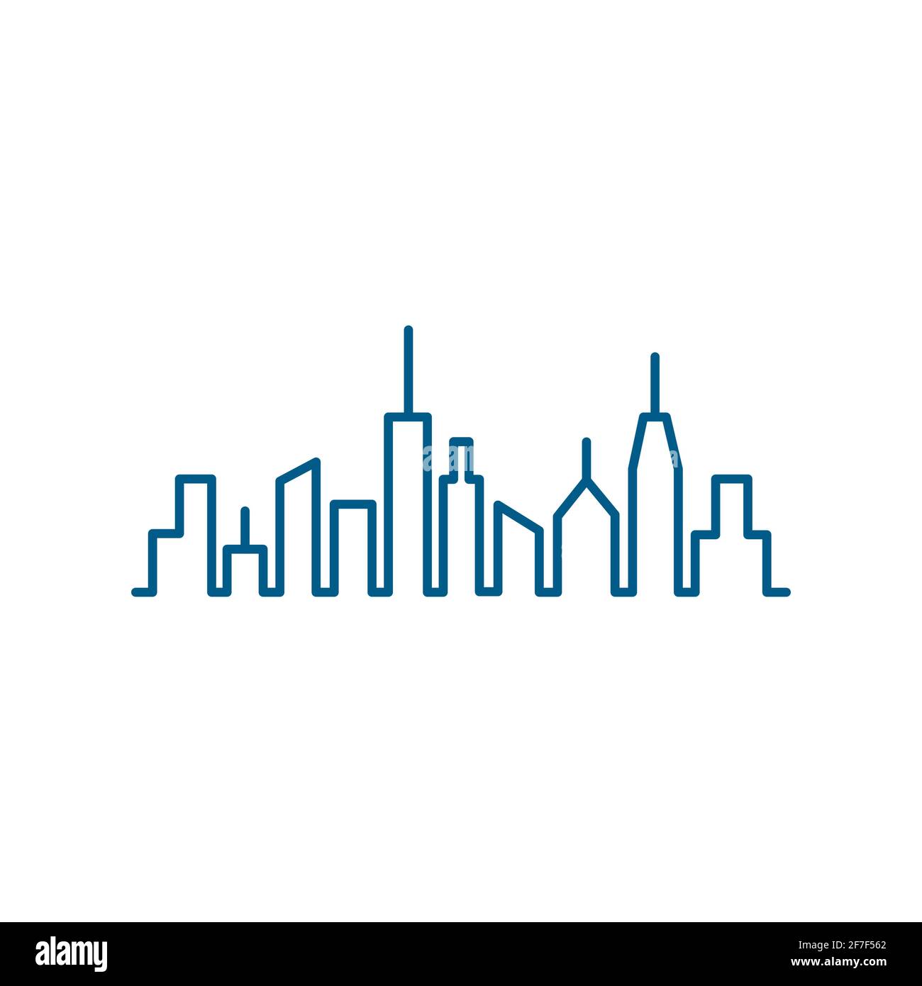 Cityscape Line Blue Icon On White Background. Blue Flat Style Vector ...