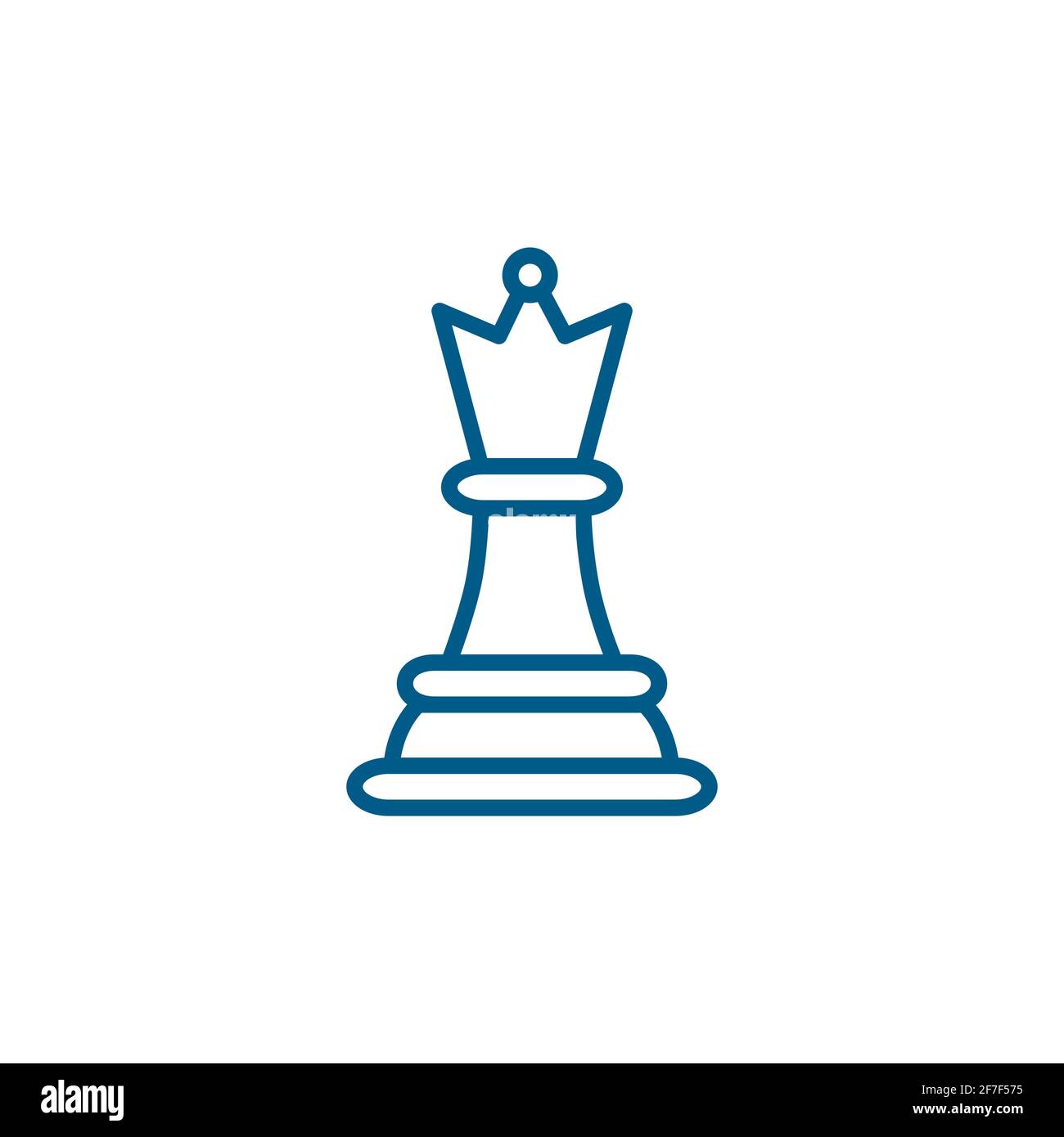 Chess Queen Line Blue Icon On White Background. Blue Flat Style Vector ...