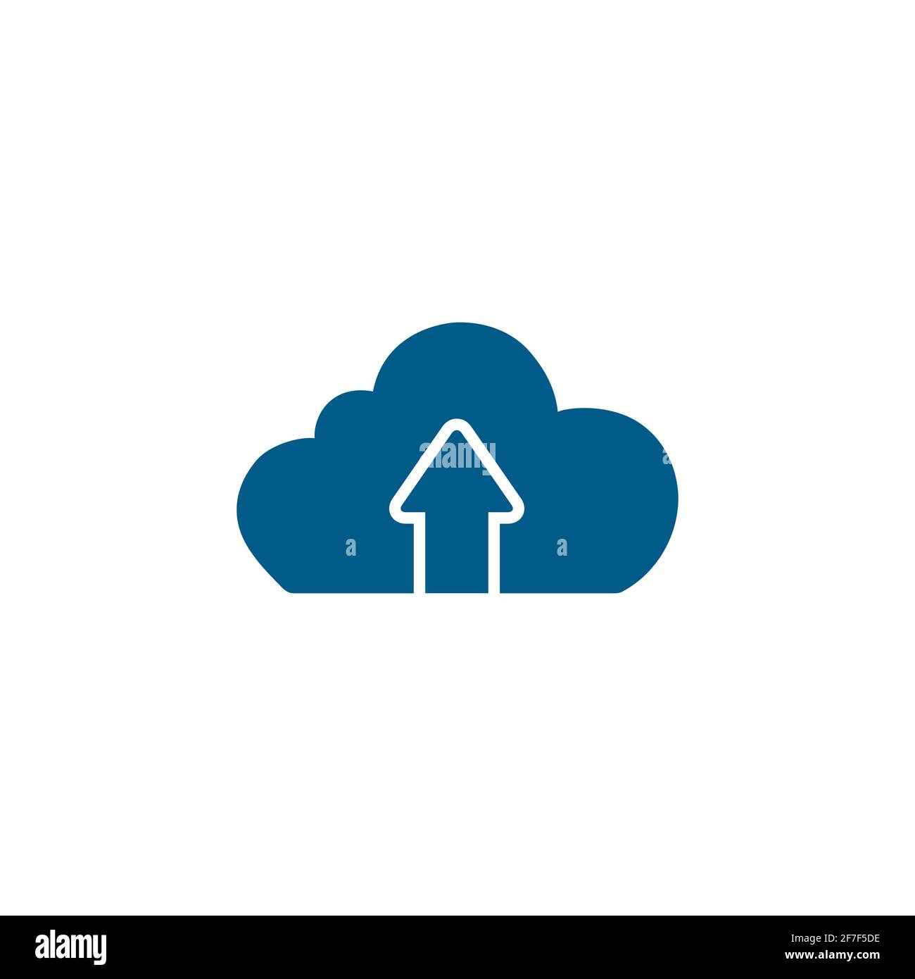 Cloud Upload Blue Icon On White Background. Blue Flat Style Vector Illustration. Stock Vector